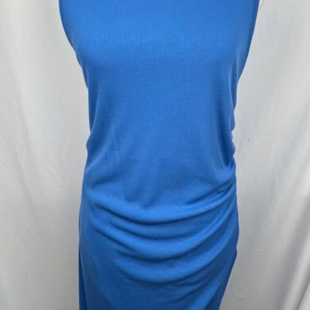 Z SUPPLY Blue Ribbed Ruched Tank Dress Sz M Knee Length Y2K Minimalist Going Out